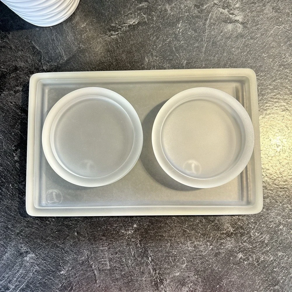 NEW Labrazel‎ Honed Resin Matte Clear 3 Pc Bathroom Tray & Soap Dish RETIRED